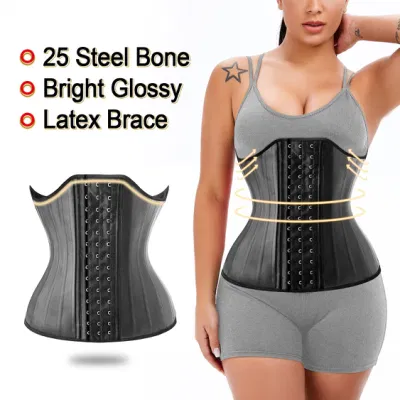 Damen Plus Size Tight Body Shaper Latex Taillentrainer mit 25 Skelett